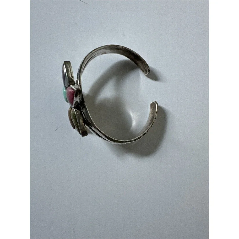 Barse Multi Gemstone Flower 925 Sterling Silver Cuff Bracelet